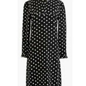 J.Crew Collection Star Print Casual Dress Silk Cocktail Long Sleeve H0085 SZ 8 M
